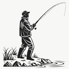 Obraz premium fisher vector silhouette black design white background
