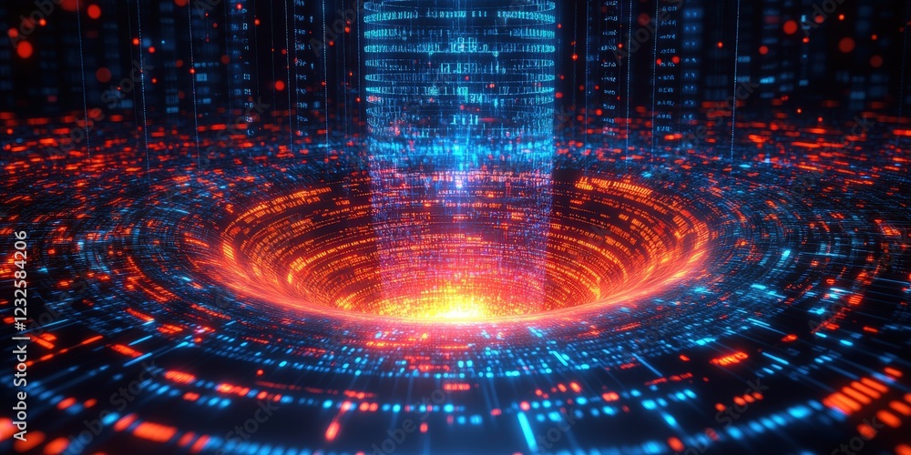 Aufkleber Digital tunnel with intersecting lines and dots creating a futuristic abstract background design
