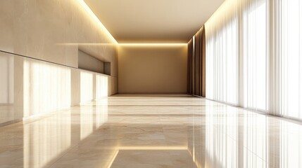 Obraz premium Spacious Modern Hall with Marble Floor and Natural Light