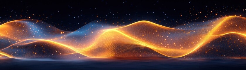 Obraz premium Wave of light illuminating a dark background with soft gradients and flowing patterns in abstract design