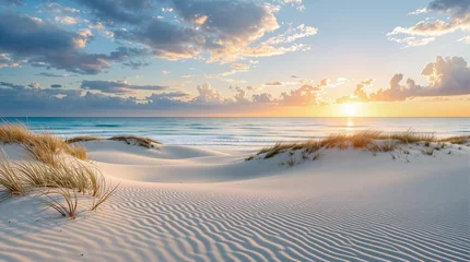 Tableau sur toile Coucher de soleil sunset over the dune beach at the coast  © Sam Design