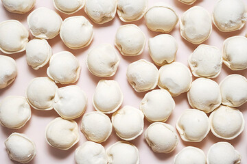 Raw vegan dumplings as background.