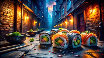 Exploring city's culinary secrets: night market sushi.