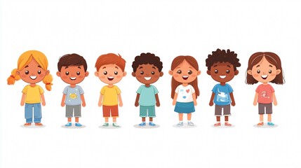 Joyful Diverse Group of Twelve Happy Children Playing Together