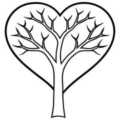 Love Tree Line Art Illustration