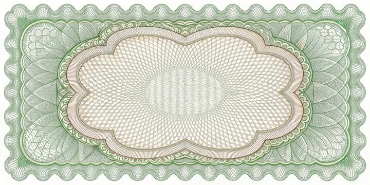 Decorative guilloche pattern on security coupon with intricate weave and embossed details