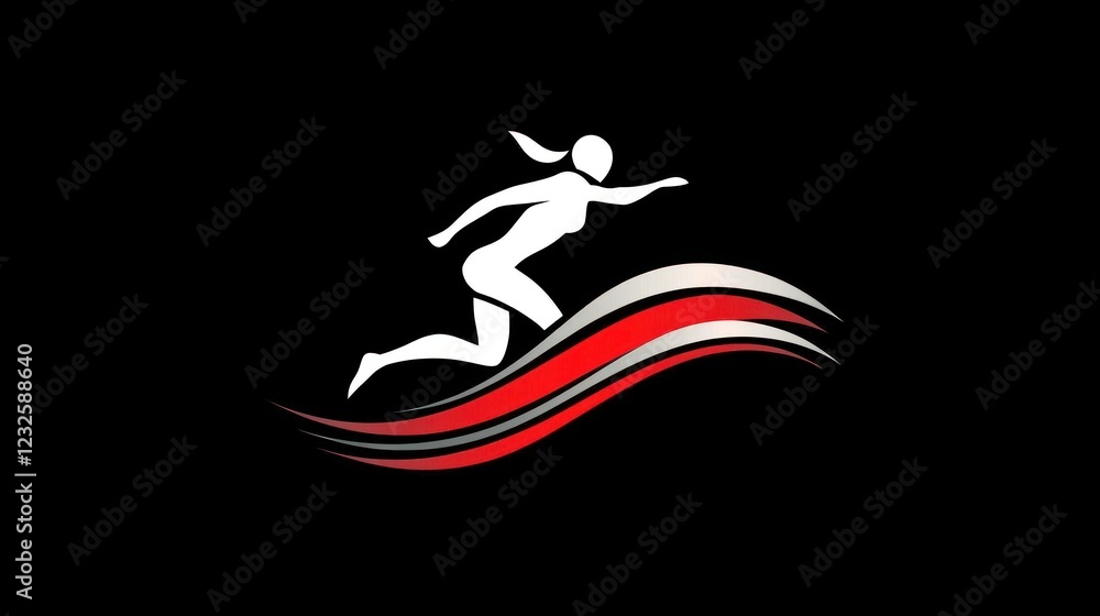 Poster a bold and modern endurance logo designed with dynamic shapes and motion lines to represent speed an