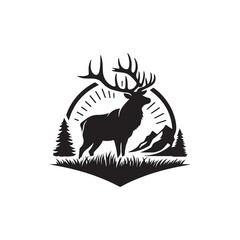 majestic elk silhouette vector logo design