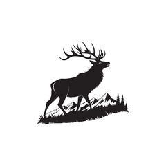 majestic elk silhouette vector logo design