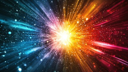 Naklejka premium A vibrant, colorful background with abstract shapes and lines, symbolizing energy and movement in a fast-paced world.