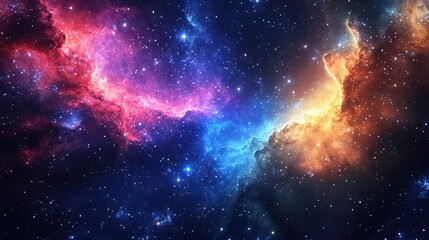 Fototapeta premium Space scene with stars in the galaxy. Panorama. The universe is filled with stars, nebulae and galaxies.