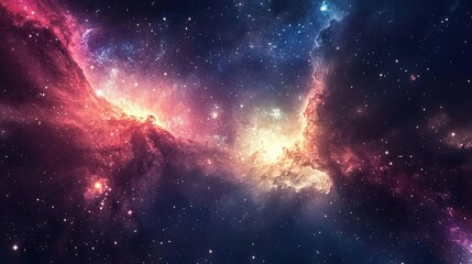 Obraz premium Space scene with stars in the galaxy. Panorama. The universe is filled with stars, nebulae and galaxies.