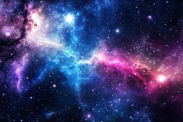 Naklejka premium Space scene with stars in the galaxy. Panorama. The universe is filled with stars, nebulae and galaxies.