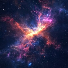 Fototapeta premium Space scene with stars in the galaxy. Panorama, nebulae and galaxies.