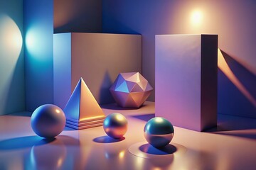 magic crystal ball Abstract blue gradient geometric shape circle background.