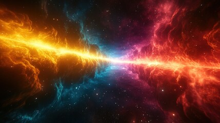 Fototapeta premium Colorful space scene featuring a vibrant nebula and shining stars against a dark background