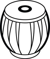Coloring page Tabla musical instrument silhouette illustration