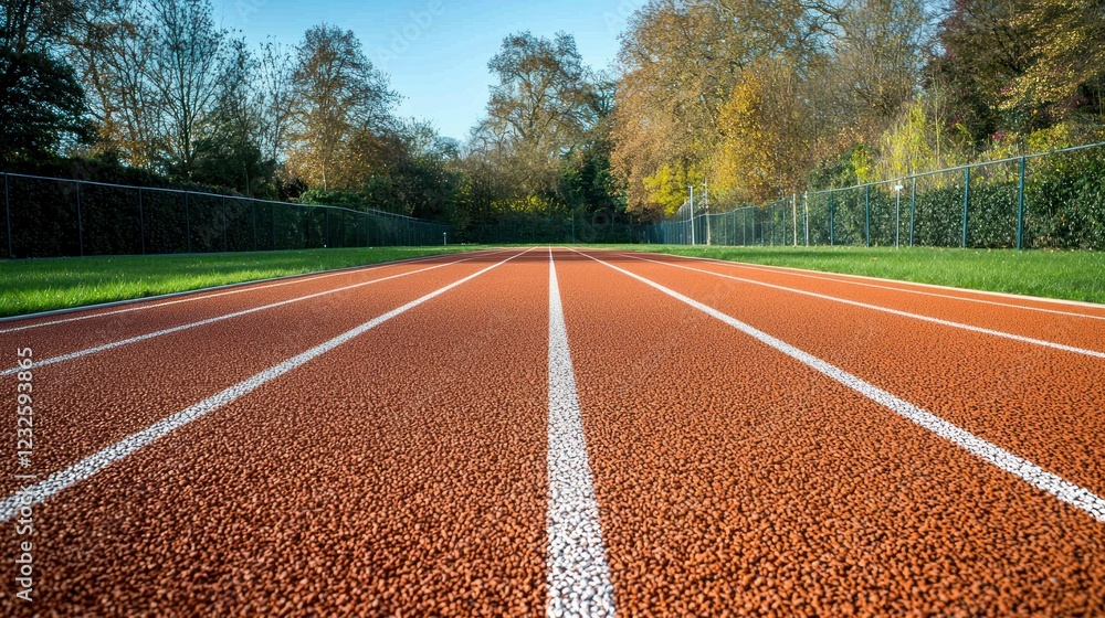 Poster a professional athlete on a running track, demonstrating physical performance enhancement through tr