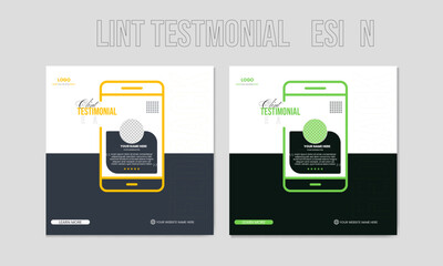 Modern and creative set of client testimonial design with client feedback social media post design square size . Web banner client review and colors variation template.    