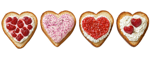 Heart shaped toast with various toppings, perfect for romantic occasions