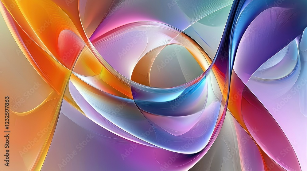 Poster an abstract digital art display, with vivid colors and shapes symbolizing enhancement and improvemen