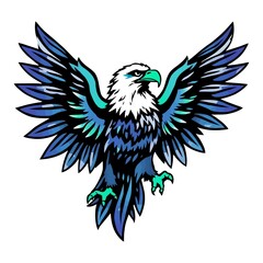 Fototapeta premium Majestic Blue Eagle - Fierce and Powerful Digital Illustration