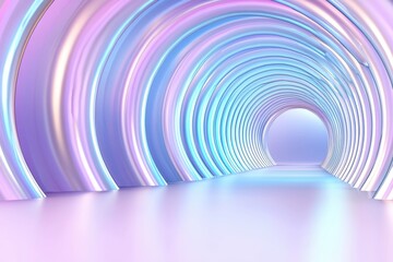 Fototapeta premium Vibrant neon tunnel with soft glowing lights.