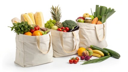 Reusable Shopping Bags Filled with Fresh Produce from the Farmer's Market