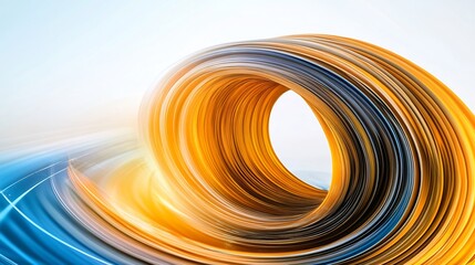 Dynamic swirling orange blue abstract forms elegantly composed. AI Generated