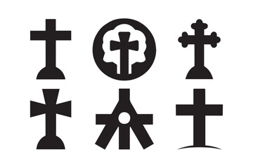Cross of Hope set vector,bundle silhouette, illustration