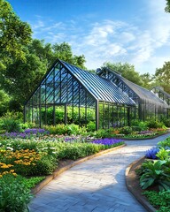 Obraz premium The professional Blueprint of a modern greenhouse