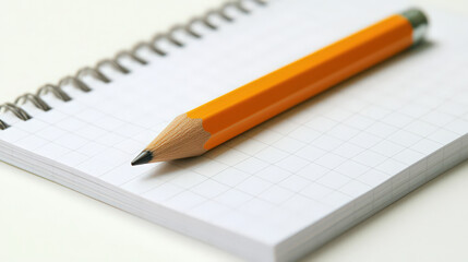 Naklejka premium A clean white notepad with a sharpened pencil lying across it