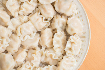 Delicious cooked Chinese meat dumplings for dinner
