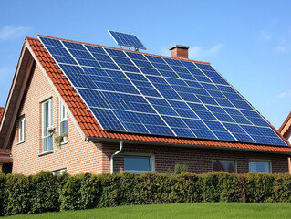 Fototapeta premium Professional installation of solar panels, showcasing the process of setting up renewable energy systems for clean and sustainable power. These images highlight modern solar technology, eco-friendly