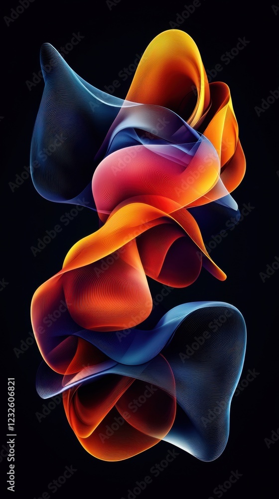 Poster abstract swirls of vibrant color create a dynamic, flowing composition.