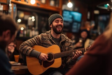 Joyful Acoustic Music Performance in a Cozy Pub