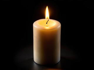 White candle on black, minimalist aesthetic.