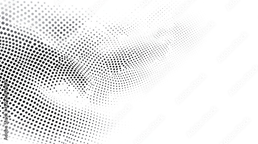 Poster abstract halftone dots pattern: monochrome wave design