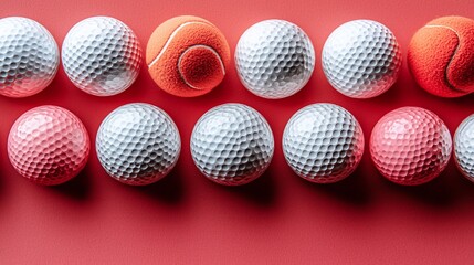 Arrangement of various textured balls on a vibrant background, showcasing sports diversity