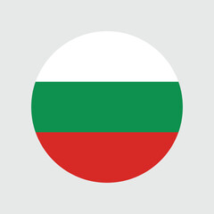 Flag of Bulgaria, Standard color. Round flag. Bulgaria flag button Vector illustration.