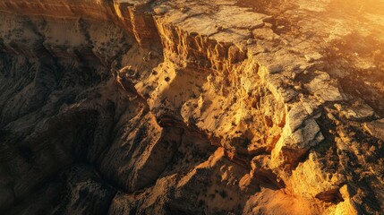 Grand Canyon aerial panorama with shadows creating depth during golden hour