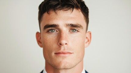 Fototapeta premium Minimalist short hairstyles for men studio setting portrait photography neutral background close-up modern style