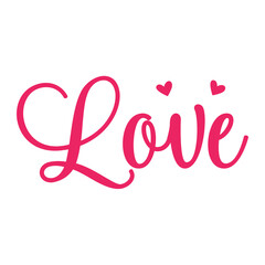 Love valentine typography design on plain white transparent isolated background for card, shirt, hoodie, sweatshirt, apparel, tag, mug, icon, poster or badge