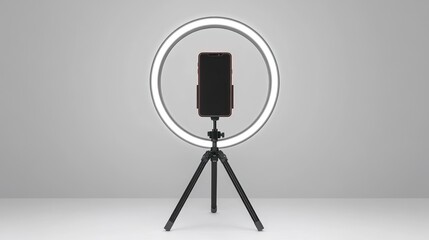 Smartphone Studio Setup: Ring Light and Tripod for Content Creation