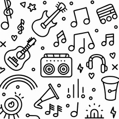 Doodle Music Instruments Background Pattern
