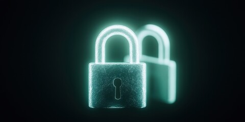 Fototapeta premium Glowing digital locks symbolizing enhanced security