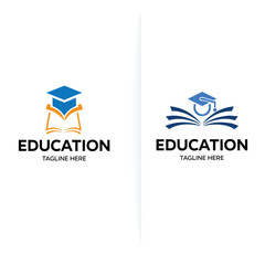 Vector books Education Logo with a picture of a graduation cap 