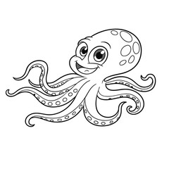 octopus  coloring page , coloring page for kids, animal coloring page, KDP, Animal Coloring Page For Kids, line art clipart, children, , animal, cartoon, vector, illustration , cartoon character