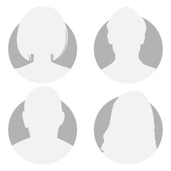 Vector flat illustration in grayscale. Icons of man and woman. Avatar, user profile, person icon, profile picture. Suitable for social media profiles, icons, screensavers and as a template.