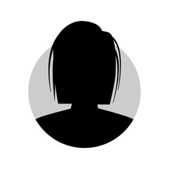 Vector flat illustration in black color. Icons of man and woman. Avatar, user profile, person icon, profile picture. Suitable for social media profiles, icons, screensavers and as a template.